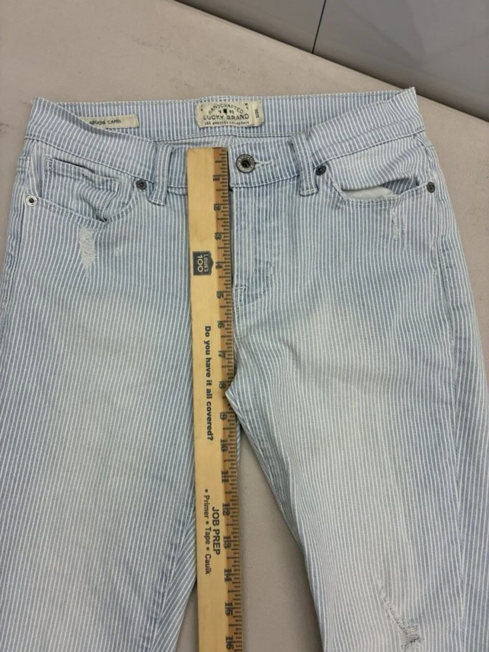 Lucky Brand Brooke Capri Jeans Womens Size 2/26‎ Striped Distressed Skinny